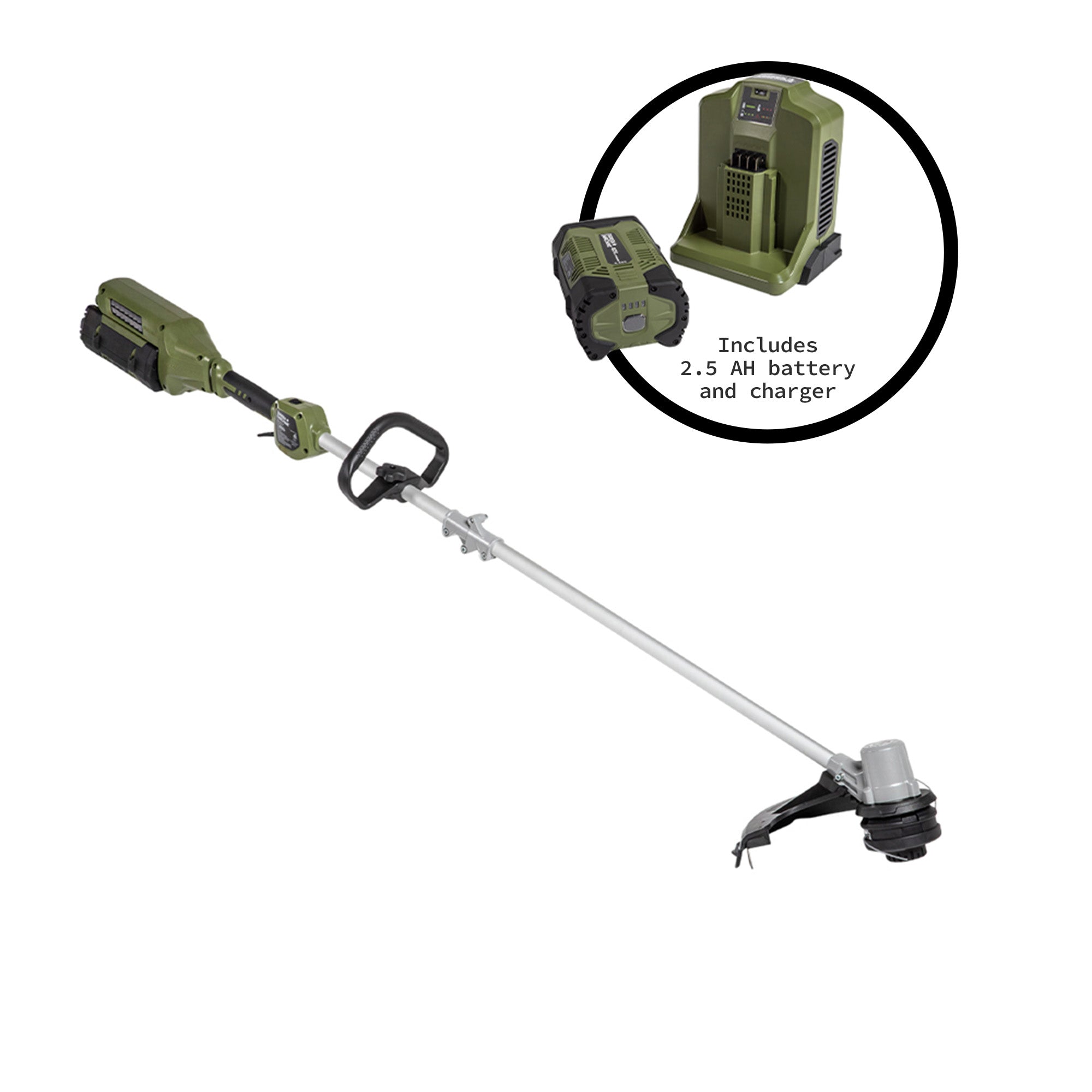 62V Cordless String Trimmer 16" Cut Path with 2.5 Ah Battery and Charger