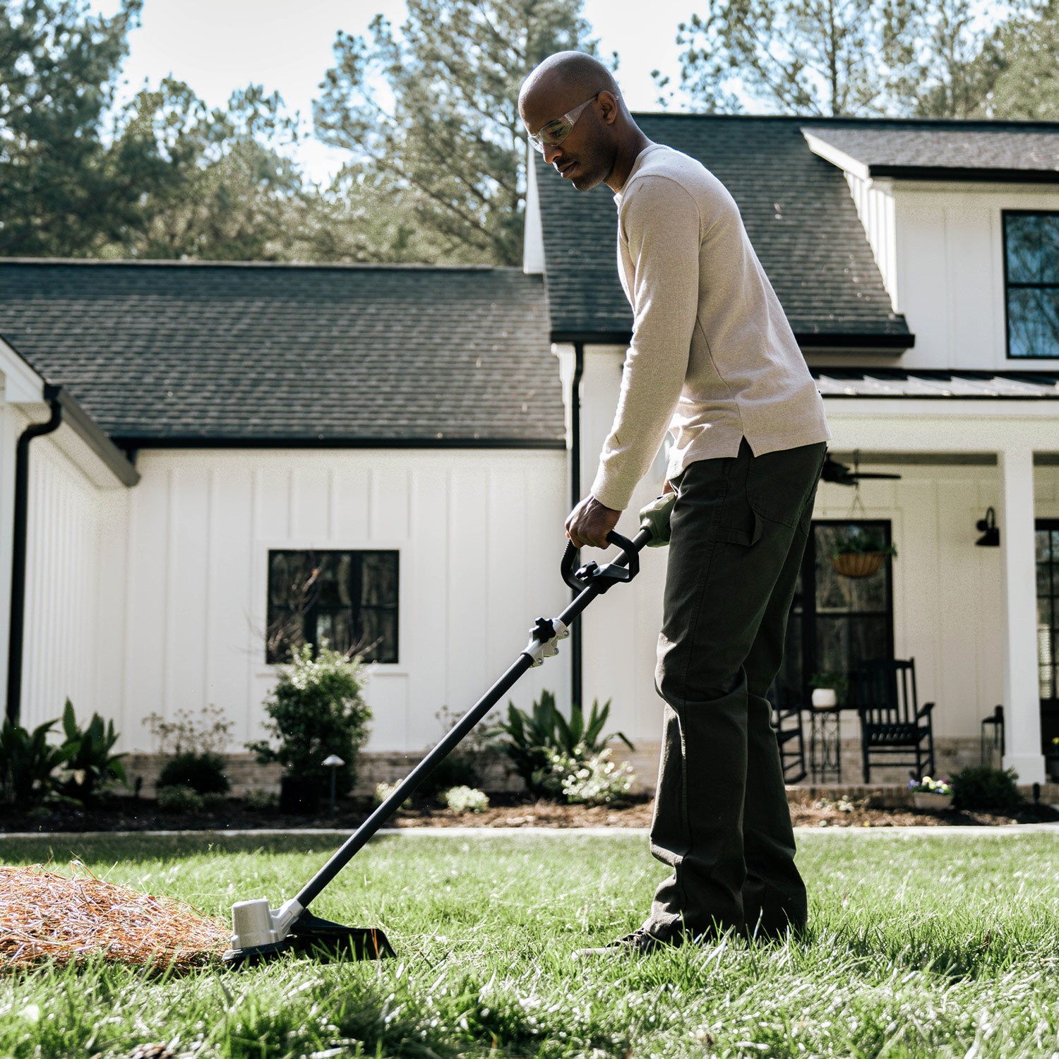 62V Cordless String Trimmer Carbon Fiber Shaft 16" Cut Path with 2.5 Ah Battery and Charger