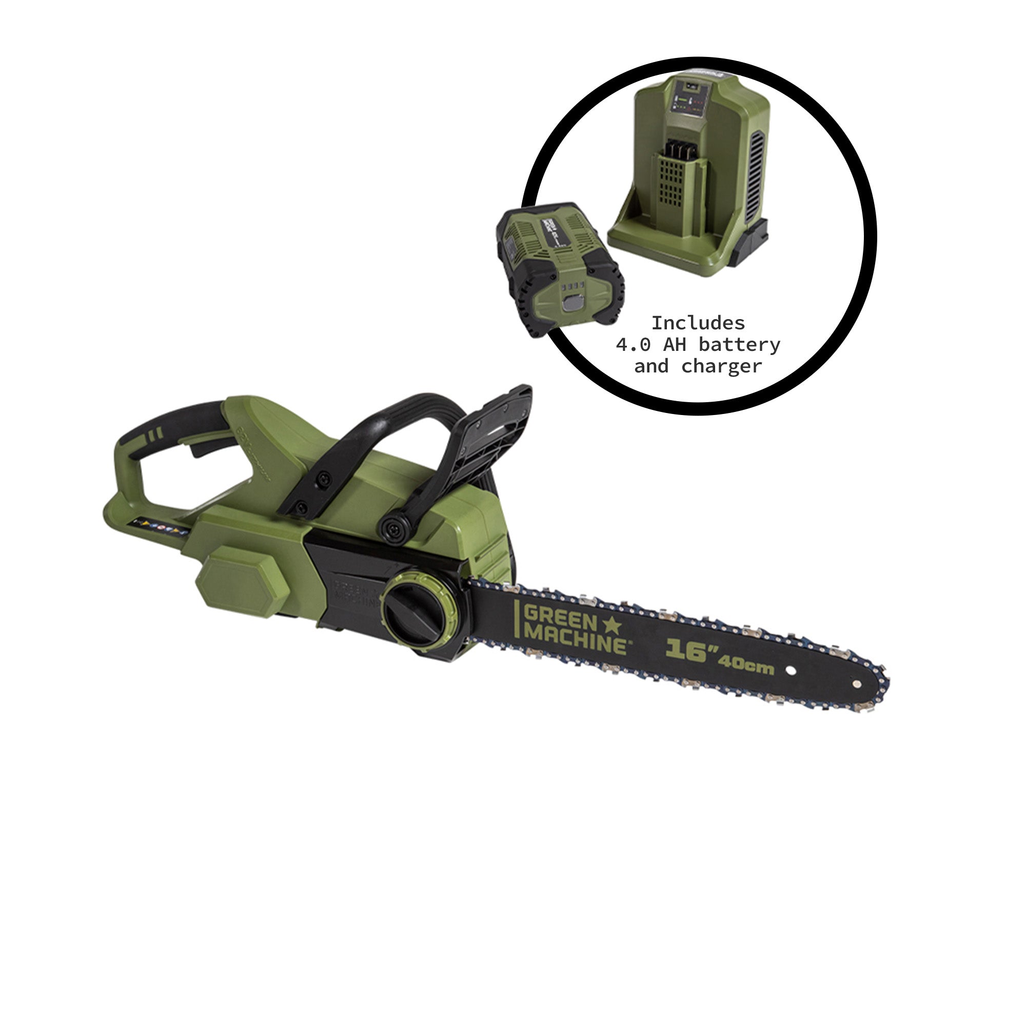 62V Cordless 16" Chainsaw with 4 Ah Battery and Charger