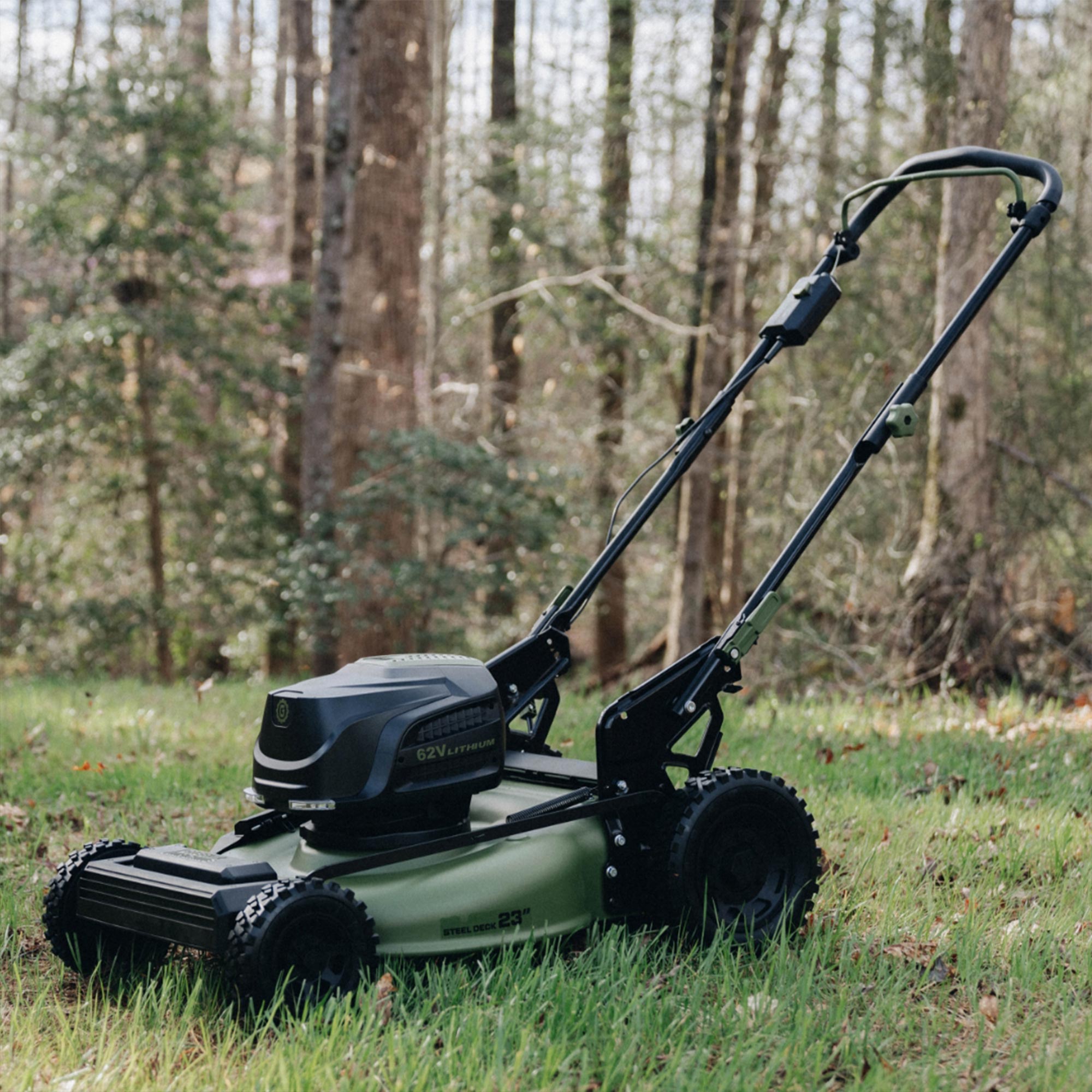 62V Cordless 23" Push 3-in-1 High Wheel Walk Behind Mower with 4 Ah Battery and Charger