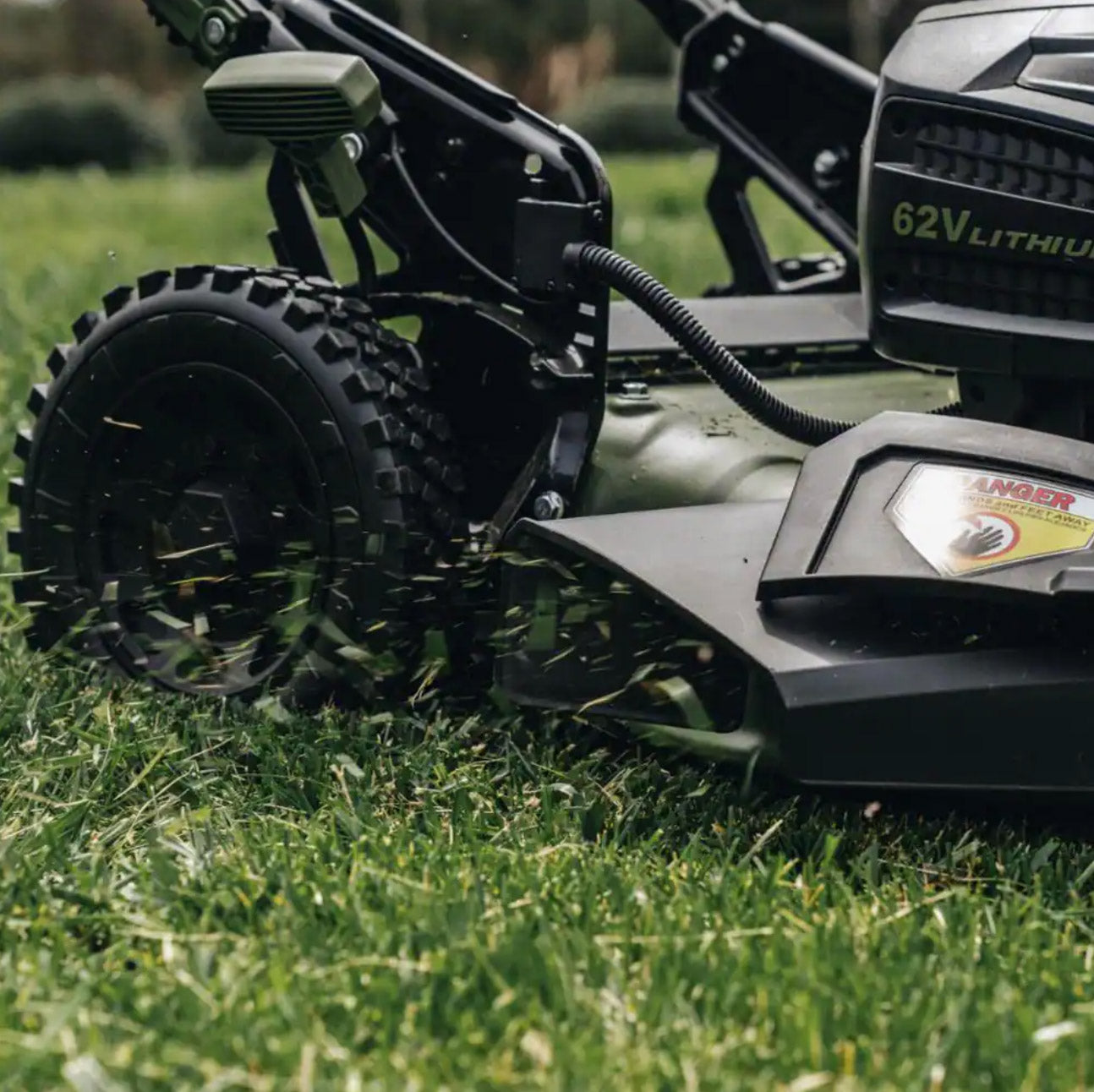 62V Cordless 23" Push 3-in-1 High Wheel Walk Behind Mower with 4 Ah Battery and Charger