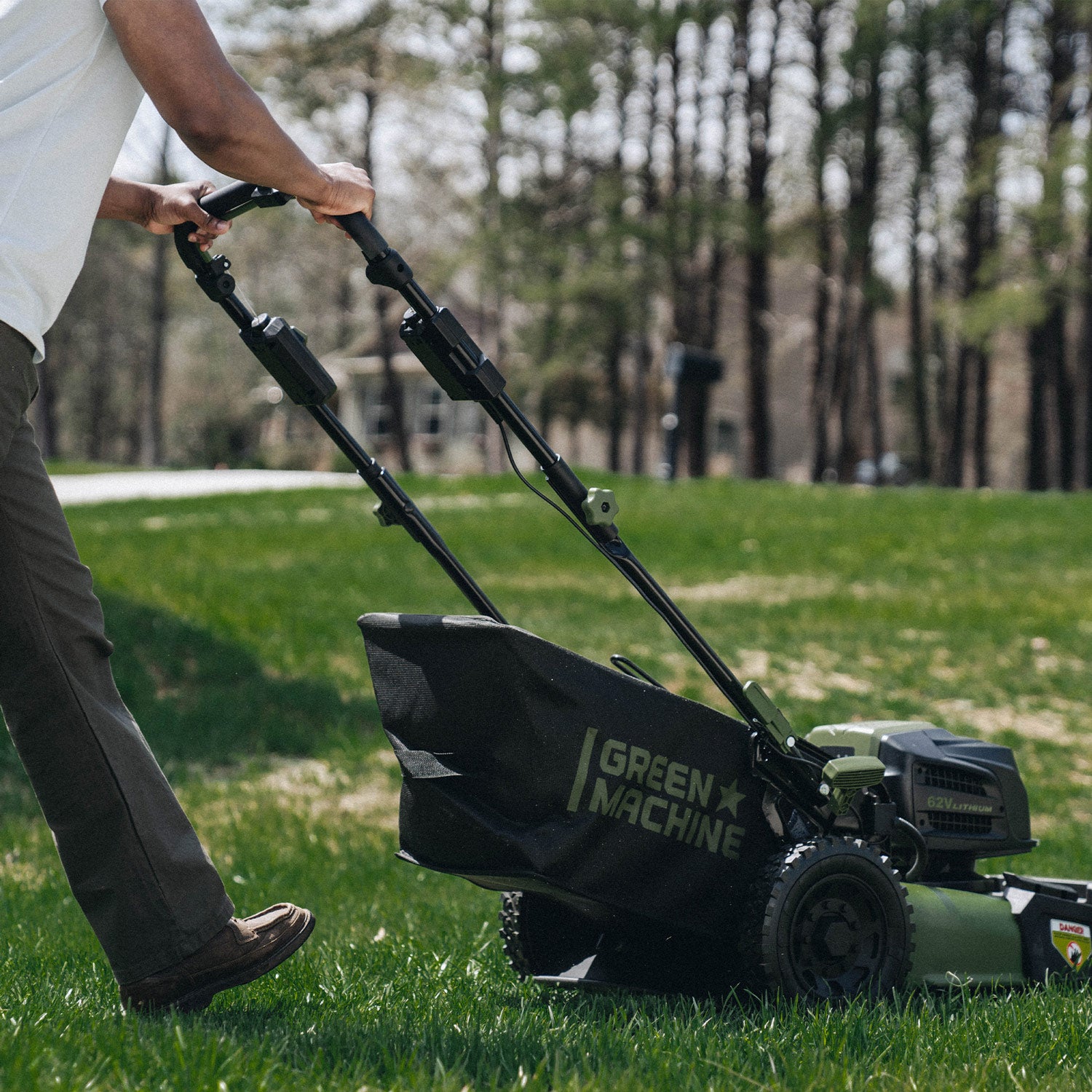 62V Cordless 23" RWD Self-Propelled 3-in-1 High Wheel Walk Behind Mower with (2) 4 Ah Batteries and Charger